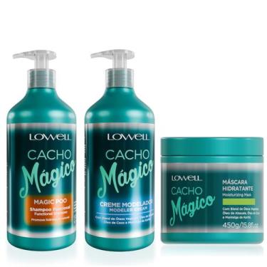 Imagem de Kit Lowell Cacho Magico Shampoo 500ml Mascara e Creme 500g