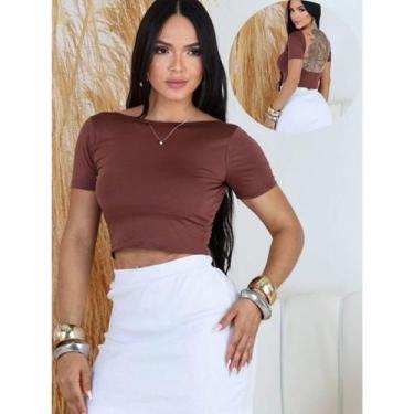 Imagem de Cropped Costa Nua Baby Tee Look Tecido Poliamida Manga Curta - Carola 