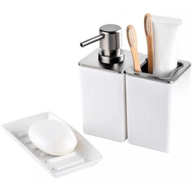 Imagem de Conjunto para Banheiro 1976 com Saboneteira, Dispenser e Porta Escovas Branco Arthi