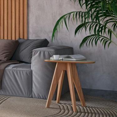 Imagem de Mesa Lateral de Canto Orgânica 65cm 100% MDF Nature Branco - Dalla Cos