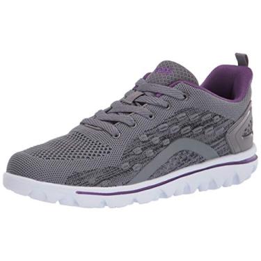 Imagem de Propét Tênis feminino Travelactiv Axial Fashion, Cinza/roxo, 10 Wide