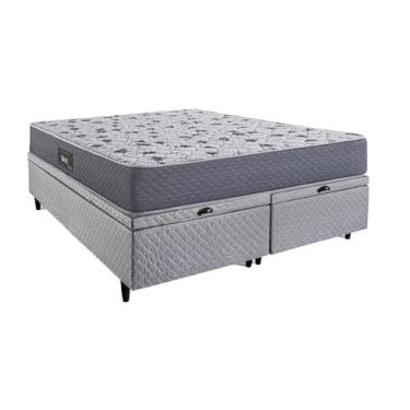 Imagem de Cama Box Baú Queen Herval Black, Espuma Alto Suporte, 71x158x198