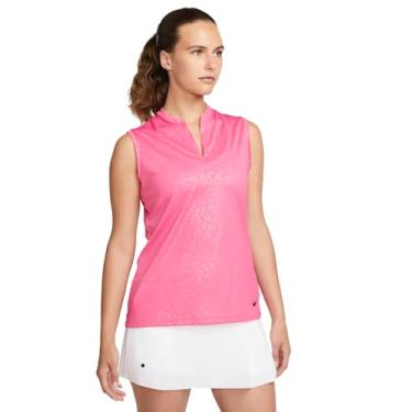 Imagem de Nike Camisa polo feminina de golfe Dri-Fit Victory sem mangas, Pinksicle/preto, P
