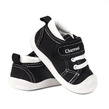 Imagem de Sapatos de caminhada para bebês, crianças, meninas, meninos, sola macia, respirável, de lona de algodão, leve, antiderrapante, seguro, sem cadarço, tênis casual, largo, sola de borracha, corrida ao ar