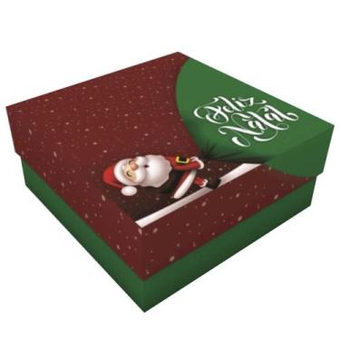 Imagem de 10 Unidades Caixa Para Presente Pequena Noel 16cmX16cmX7cmX4cm - Cia d