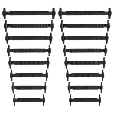 Imagem de WLLHYF Cadarços elásticos elásticos de silicone sem amarrar, cadarços preguiçosos de borracha, tamanho único, serve para todas as crianças e adultos, Preto, One Size