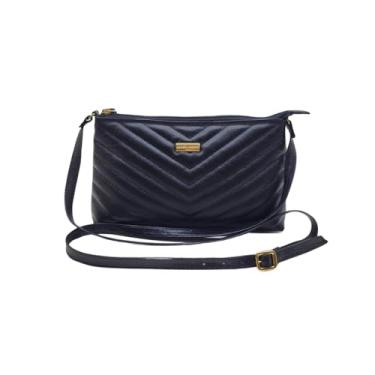 Imagem de Bolsa Feminina Couro Transversal Matelassê Moda Andreia Ribeiro (Preto)