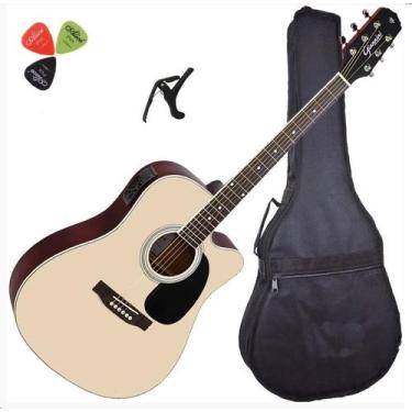 Imagem de Violão Eletroacústico Aço GIANNINI GDC-1 CEQ Satin Natural + Capa + Pa