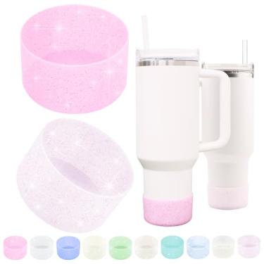 Imagem de Jooggy 2 pacotes de acessórios de silicone brilhante para capa de bota Stanley Cup 20 30 1,134 g e Hydro Flask 350-680 ml, protetor de garrafa de água de boca larga capa de manga inferior com 2 capas de canudo As Gfit