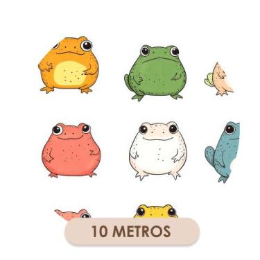 Imagem de Papel De Parede Adesivo Vinil Sapinhos Coloridos  - Dk Decor, 10 Metro