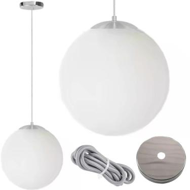 Imagem de Luminária Lustre Pendente 215Cm Jabuticaba Globo Vidro 15Cm