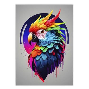 Imagem de Placa Decorativa Ilustração Arara Arco Íris Decoração Poster Quarto Sala