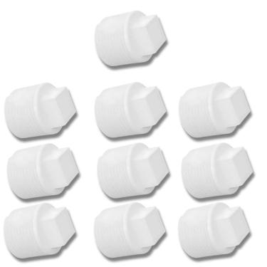 Imagem de Plug Tampão 1/2 Polegada Roscável Em Pvc Branco 10 Un