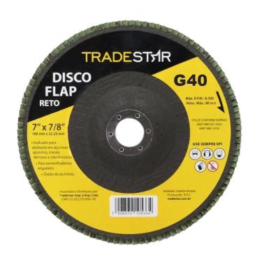 Imagem de Disco Flap 180 Mm G40 Fibra Reto Aço Tradestar