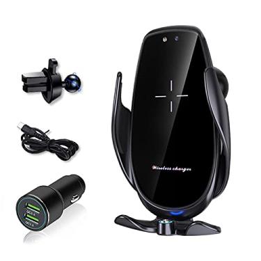 Imagem de Suporte carregador sem fio para carro 2021, suporte universal para saída de ar do carro, suporte de celular para carros compatíveis com iPhone, Samsung, LG, Moto, Nokia e Smartphones (preto)