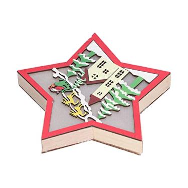Imagem de ZJchao Ornamento de Lâmpada Led Estrela de Madeira, Decoração de Natal de Feriado Com Luz para Decoração de Mesa, Artesanato Artesanal