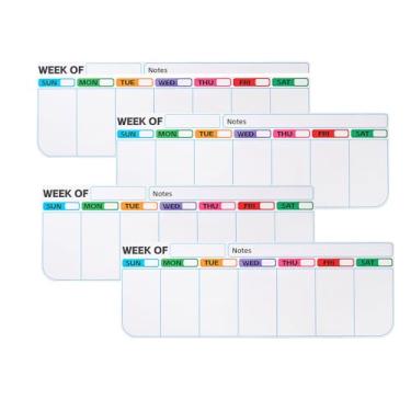 Imagem de Pacote com 4 ímãs semanais de calendário de geladeira giram por semana, calendário giratório reutilizável apagável a seco, planejador magnético para acompanhar o trabalho e os horários escolares, 35,3