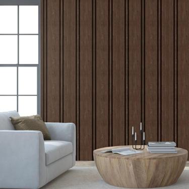 Imagem de Papel De Parede Ripas De Ipê Marrom Lavável Adesivo Escuro