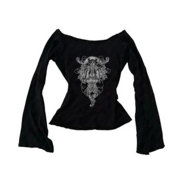 Imagem de Camiseta Gráfica Vintage Y2K Feminina De Manga Curta Casual Estilo Ret