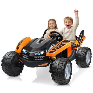 Imagem de Carro Elétrico Infantil ANPABO Laranja 24V 2 Lugares 4 Motores 200W Off-Road UTV Pneus EVA Suspensão Controle Bluetooth 5.1km/h