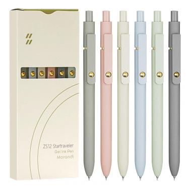 Imagem de Conjunto 6 canetas em gel UIXJODO Morandi dourado ponta fina 0,5 mm tinta preta