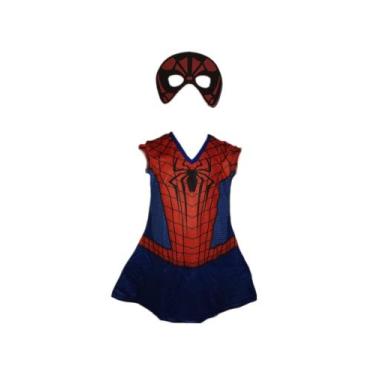 Imagem de Fantasia Roupa Infantil Vestido Menina Aranha Com Máscara - Fashion St