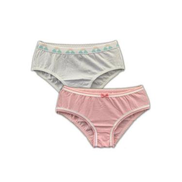 Imagem de 2 Calcinhas Infantil Algodão Selene 20650, M, Branco, Feminino