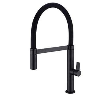 Imagem de Torneira de cozinha pull out flexível torneira misturadora de chuveiro preto gourmet torneiras de pia de alavanca única latão branco torneiras de água quente e fria, preto, china