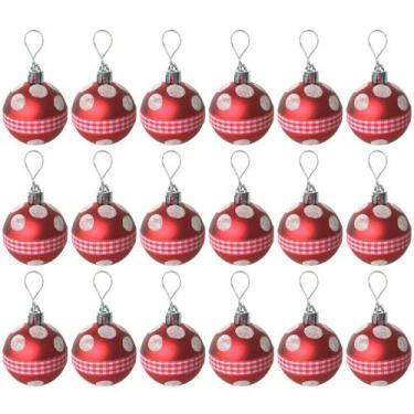 Imagem de Jogo Com 18 Bolas De Natal Ø 4cm Vermelhas Decoradas - Diplomat