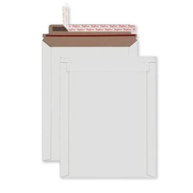 Imagem de Bonfasvo Pacote com 30 pacotes de 15,88 x 21,04 cm branco autoselante permanecer plana em massa papelão Kraft No Bend Mailers Peel and Seal for Document Photos Pictures Papers Files CD