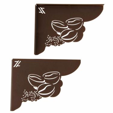 Imagem de Par Mãos Francesas para Prateleira 20cm Cantinho Grãos de Café Marrom