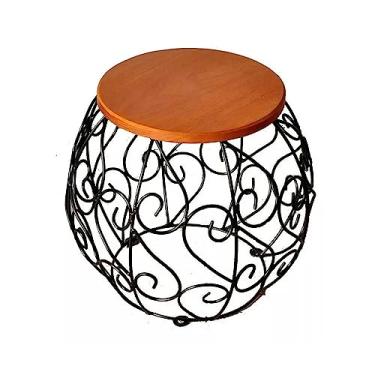 Imagem de Banco Banquinho Ferro E Madeira Barril Arabesco Churrasco