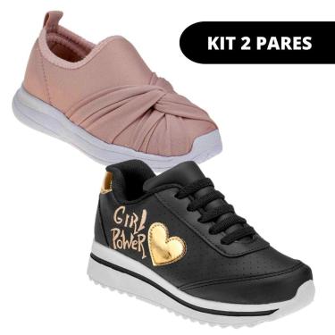 Imagem de Kit 2 Tênis Feminino Infantil Sapatenis Menina Escolar-Feminino