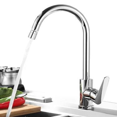 Imagem de Torneira de Luxo para Cozinha e Banheiro Bico Aerador com Giro de 360º Misturador Monocomando Água Quente e Fria + Kit Fixação