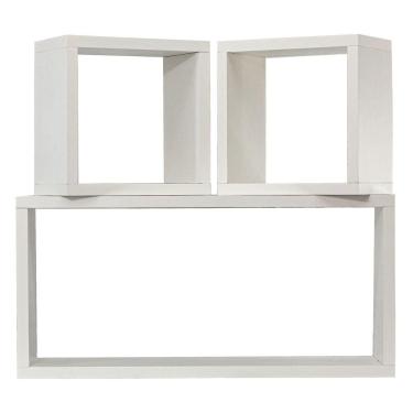 Imagem de Kit 03 Nichos Retangular Quadrado Branco Mdf Sala Quarto