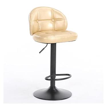 Imagem de Bancos de bar bancos de bar cadeiras de bar de couro artificial banquetas de altura de balcão banqueta de bar ajustável com cadeira de bar alta traseira para cadeiras de bar de balcão de cozinha (cor: dourado)