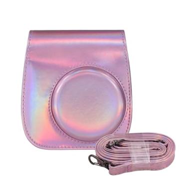 Imagem de CIADAZ Estojo de armazenamento instantâneo para câmera Bolsa de couro PU Fivela magnética com alça de ombro Compatível com Fujifilm Instax Mini 12/11/9/8