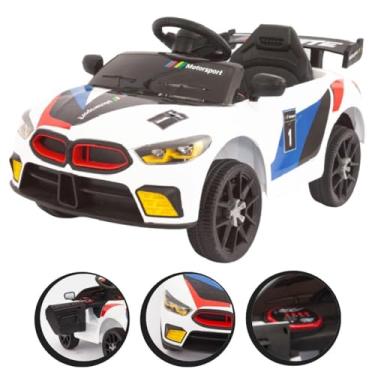 Imagem de Carro Elétrico Infantil Branco Motorizado com Controle Remoto Luz e Som Bang Toys