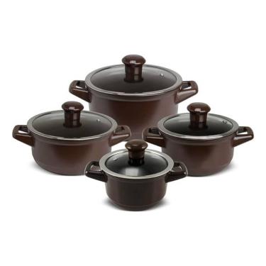 Imagem de Jogo De Panelas Em Cerâmica Duo Com 4 peças Ceraflame Chocolate