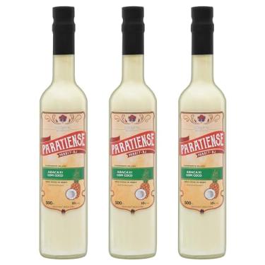 Imagem de Kit 3 Licores de Abacaxi com Coco Paratiense 500 ml Creme Fino Nacional Tradicional Coquetéis Exóticos Sobremesas Lembrancinha Presente Natal