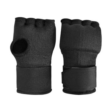 Imagem de Fancyes Envoltório de mão luvas internas acolchoadas para boxe, bandagens confortáveis, luvas rápidas para sanda, artes marciais, karatê, taekwondo, sparring, preto