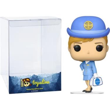 Imagem de Aeromoça com bolsa branca: P o p ! Conjunto de estatuetas de vinil de ícones de anúncios com 1 protetor gráfico compatível 'ToysDiva' (142-56816 - B)