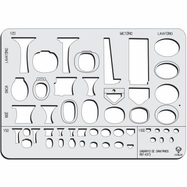 Imagem de Gabarito Sanitários Arquitetura Desenho Técnico 4373 Fenix