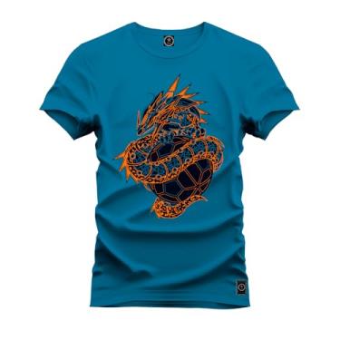 Imagem de Camiseta Premium Malha Confortável Estampada Cobra Style Azul G