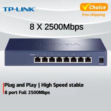 Imagem de Switch de rede Ethernet TP-Link  Plug and Play  Hub de Internet  2 5g  8 portas  2500mbps  RJ45