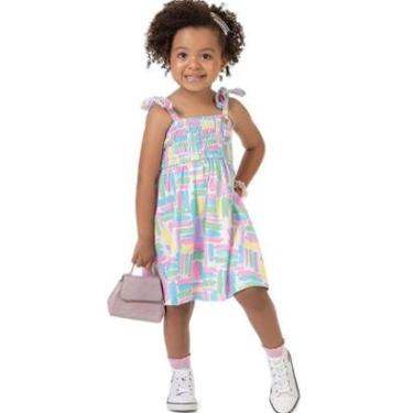 Imagem de Vestido Infantil Verão Alças Colorido Tam 1 a 3 - Fakini Playground-Feminino