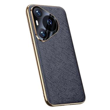 Imagem de POYUFRG Capa de couro real para Huawei Pura 70 Ultra/70 Pro/70 Pro+/70, proteção de lente de cobertura total, capa fina leve e luxuosa para negócios, azul, 70 Ultra