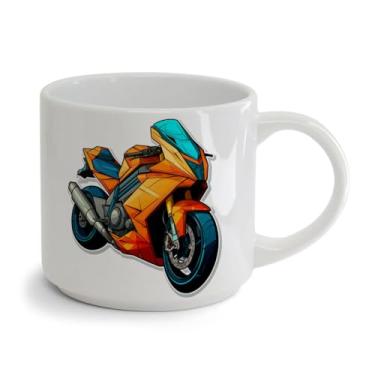 Imagem de Xícara Bucks Porcelana 450ML Motocicleta amarela irada
