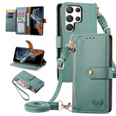 Imagem de Furiet Capa carteira para Samsung Galaxy S24 Ultra 5G bolso com zíper bolsa com alça de pulso, suporte de couro PU flip fólio porta-cartões acessórios capa de telefone para S24Ultra 24S S 24 24Ultra