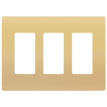 Imagem de Enerlites – Capa de tomada segura para crianças com placa decorativa sem parafusos, tamanho 3 a gangue, 12 cm A x 16 cm C, branco/preto/marfim/amêndoa clara/níquel/bronze escuro/prata/ouro/ouro rosa, 3 Gang, Gold